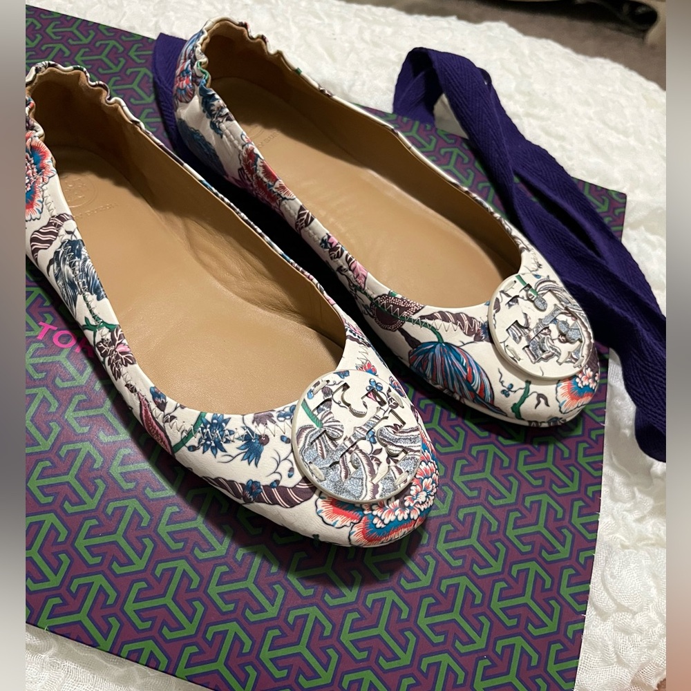 TORY BURCH MinnieTravel Ballet Flats Shoes size 7.5 M. Gently used